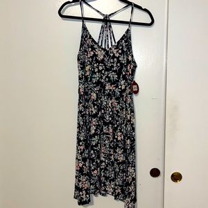 SO Perfectly Soft Blue Floral Strappy Skater Dress Large